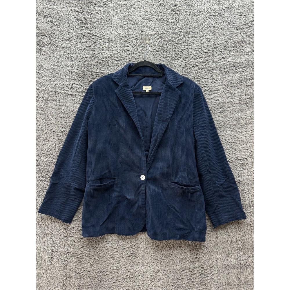 Donni Single-Breast Corduroy Blazer Jacket w/ Elbow Patches Blue Womens Size M